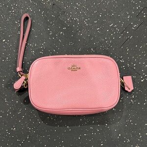 Coach Blush Pink multi- zipper pocket Wristlet